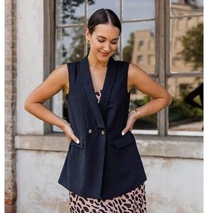 Black Double-Breasted Vest